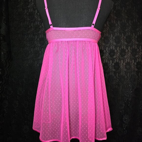 Victoria’s Secret Babydoll Chemise Sheer Neon Pink - Picture 6 of 9